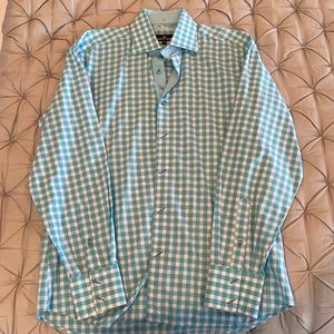 Men’s dress shirt light blue and white size large